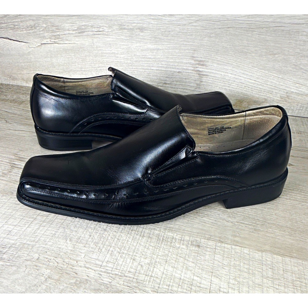 Stacy Adams Men's 14M Black Leather Slip-On Loafers Square Toe Dress Shoes 24363